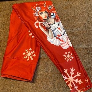 NWOT Womens One Size (4-14), MBLS Christmas Rocker Girl leggings